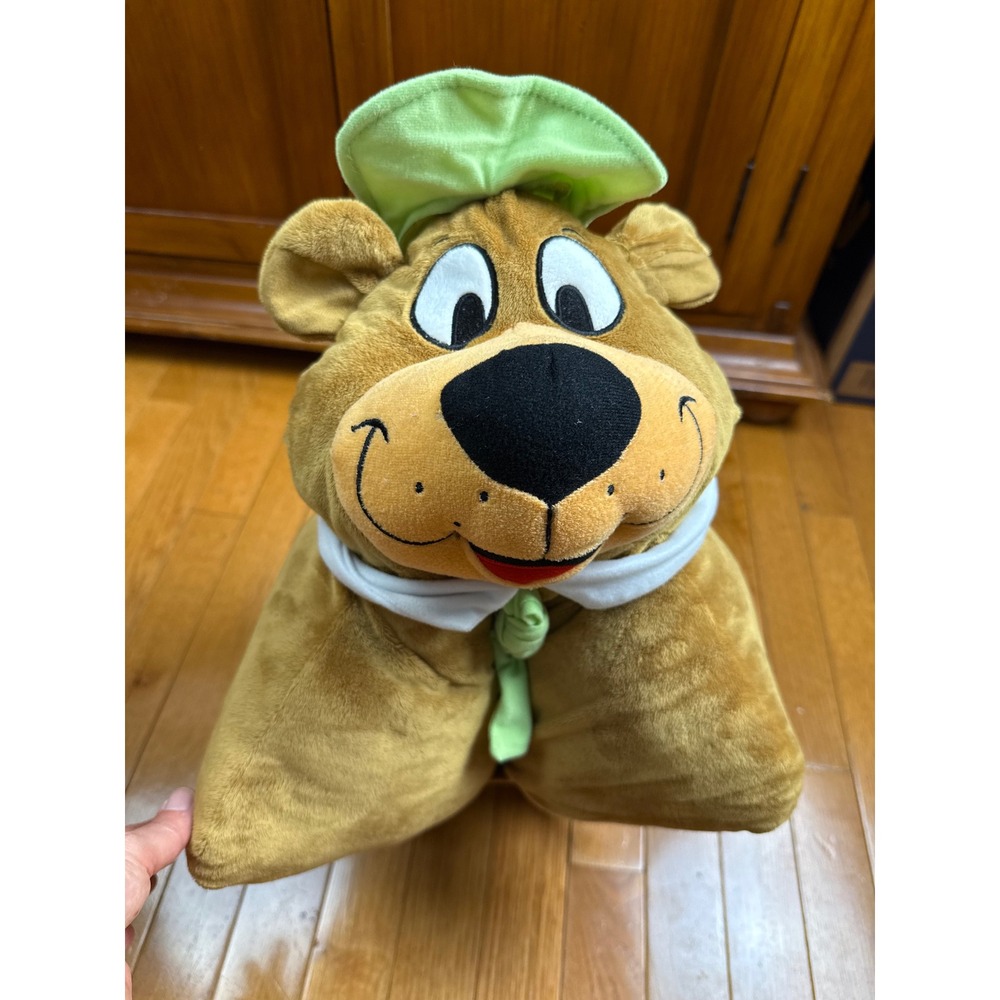 Hanna-Barbera Yogi Bear Pillow Pet Plush Brown Green Retro Cartoon 19x14 2017